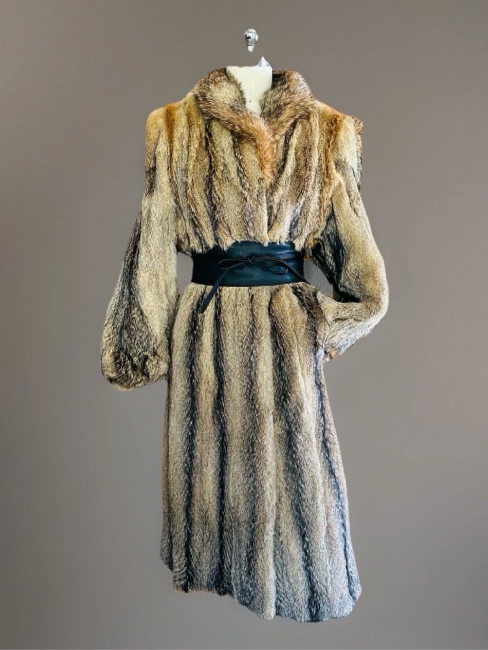 BEAUTIFUL GRAY FOX FUR FULL LENGTH COAT LUXURY VTG STROLLER NOT LYNX MINK